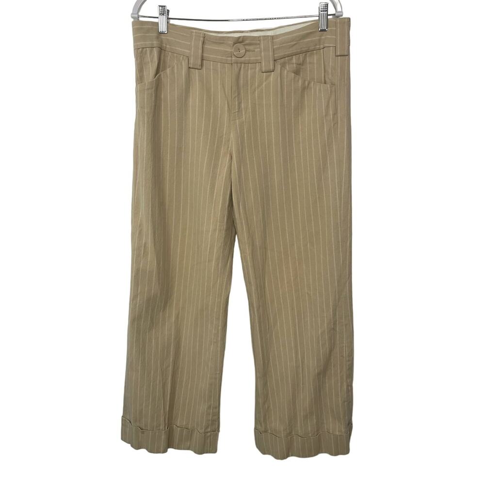 Banana Republic Pant Pin Striped‎ Ankle Wide Leg Mid Rise Flat Pocket Brown  12